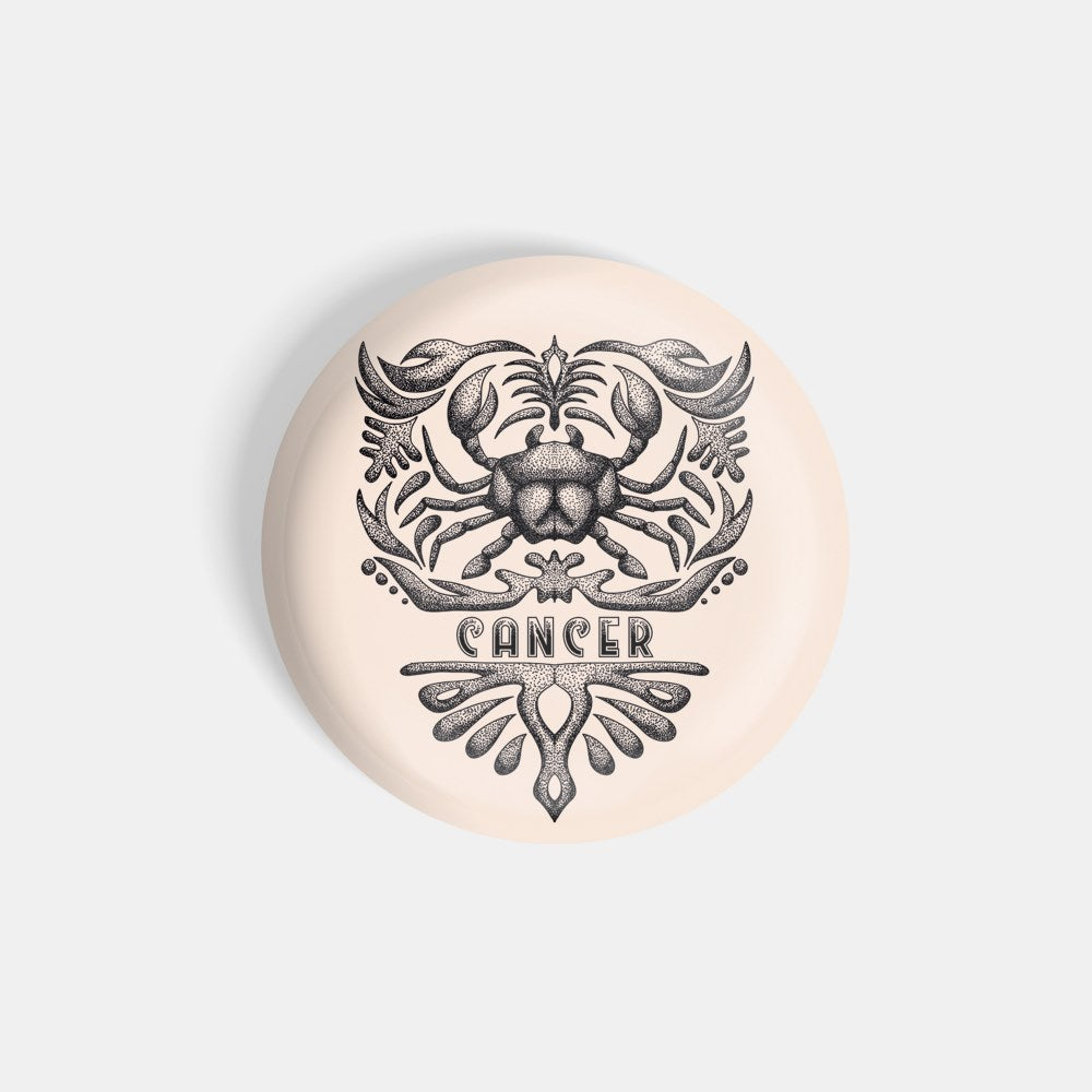 dhcrafts Round Fridge Magnet Orange Color Vintage Zodiac Sign Cancer D1 Glossy Finish Design Pack of 1