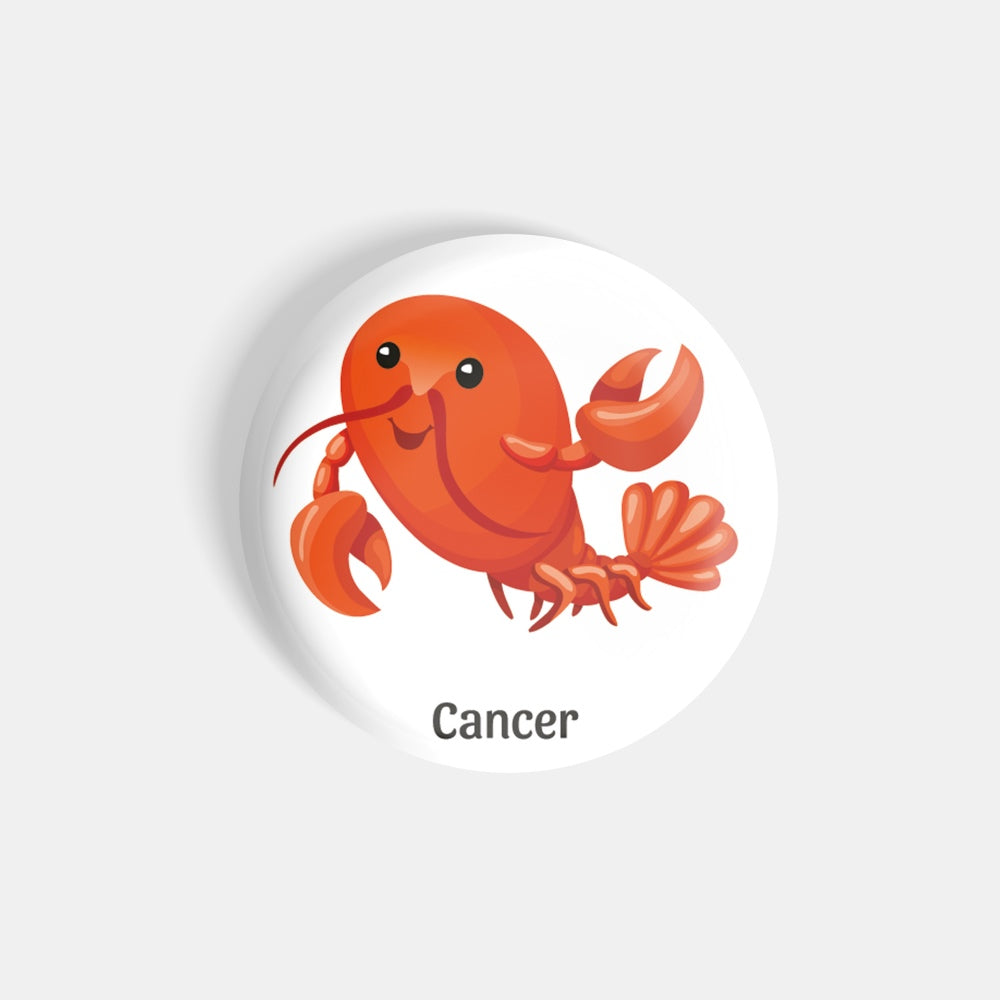 dhcrafts Round Fridge Magnet White Color Cute Zodiac Sign Cancer D2 Glossy Finish Design Pack of 1