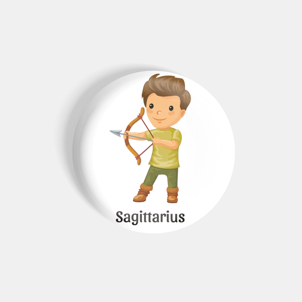 dhcrafts Round Fridge Magnet White Color Cute Zodiac Sign Sagittarius D2 Glossy Finish Design Pack of 1