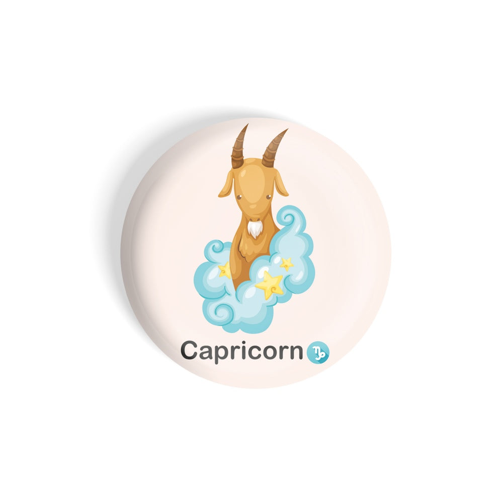 dhcrafts Round Fridge Magnet Pink Color Cute Zodiac Sign Capricorn D3 Glossy Finish Design Pack of 1 (75 mm)