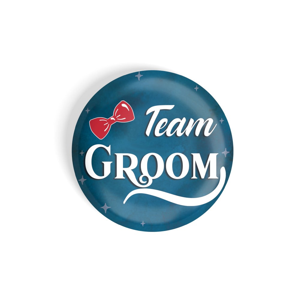 dhcrafts Round Fridge Magnet Blue Color Team Groom D1 Glossy Finish Design Pack of 1 (75 mm)