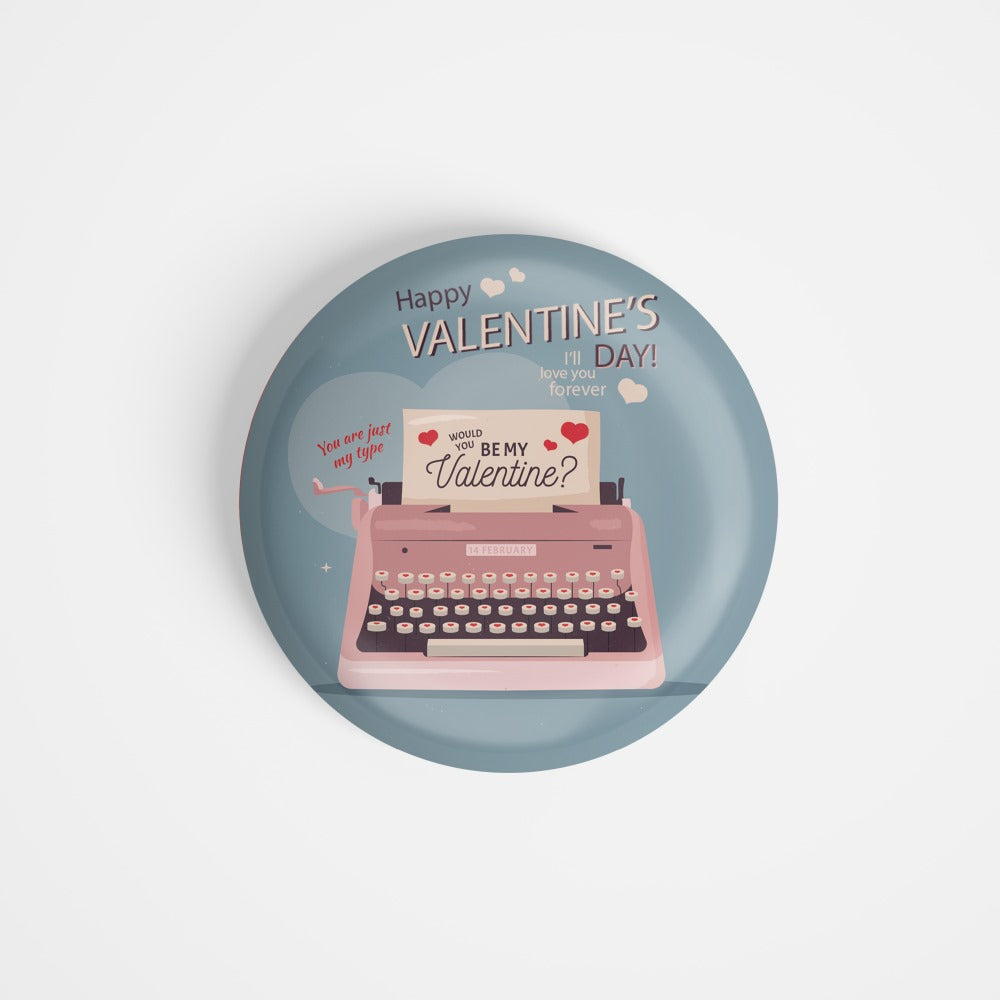 dhcrafts Round Fridge Magnet Grey Valentines Day D2 Glossy Finish Design Pack of 1 (75 mm)