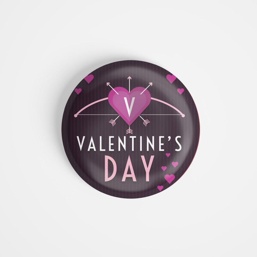 dhcrafts Round Fridge Magnet Pink Valentine's Day D3 Glossy Finish Design Pack of 1 (75 mm)