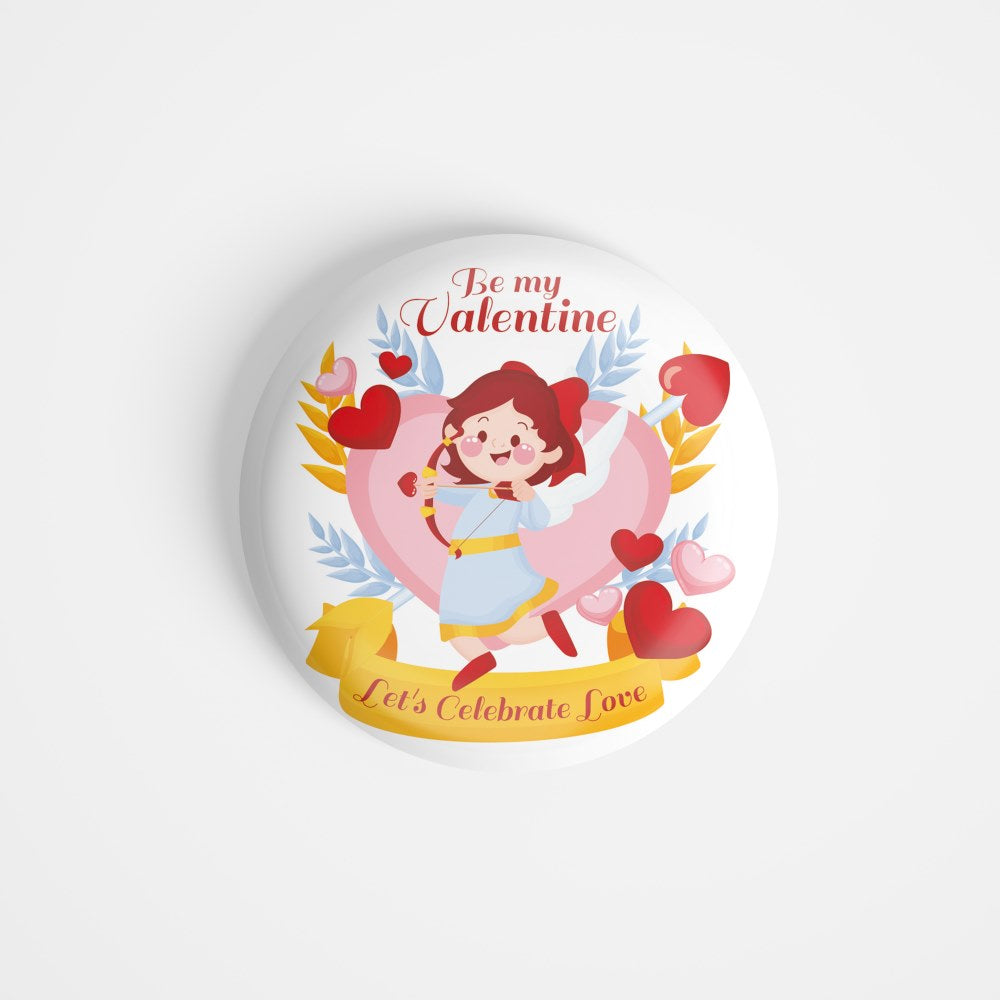 dhcrafts Round Fridge Magnet White Valentine's Day D8 Glossy Finish Design Pack of 1