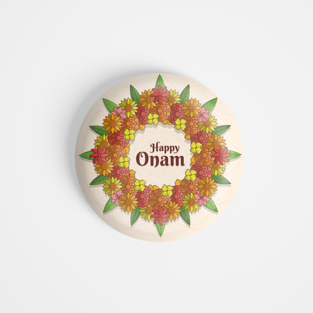 dhcrafts Round Fridge Magnet Multicolor Onam D1 Glossy Finish Design Pack of 1