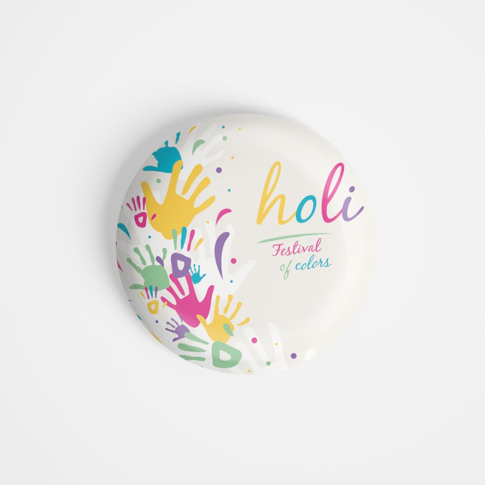 dhcrafts Round Fridge Magnet Multicolor Holi Festival Of Colors D4 Glossy Finish Design Pack of 1 (58 mm)