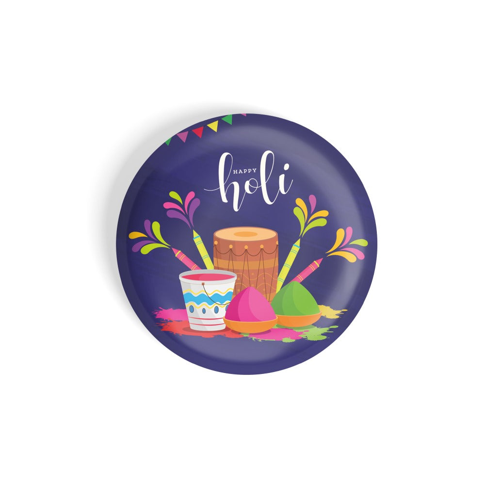 dhcrafts Round Fridge Magnet Blue Holi D3 Glossy Finish Design Pack of 1 (75 mm)