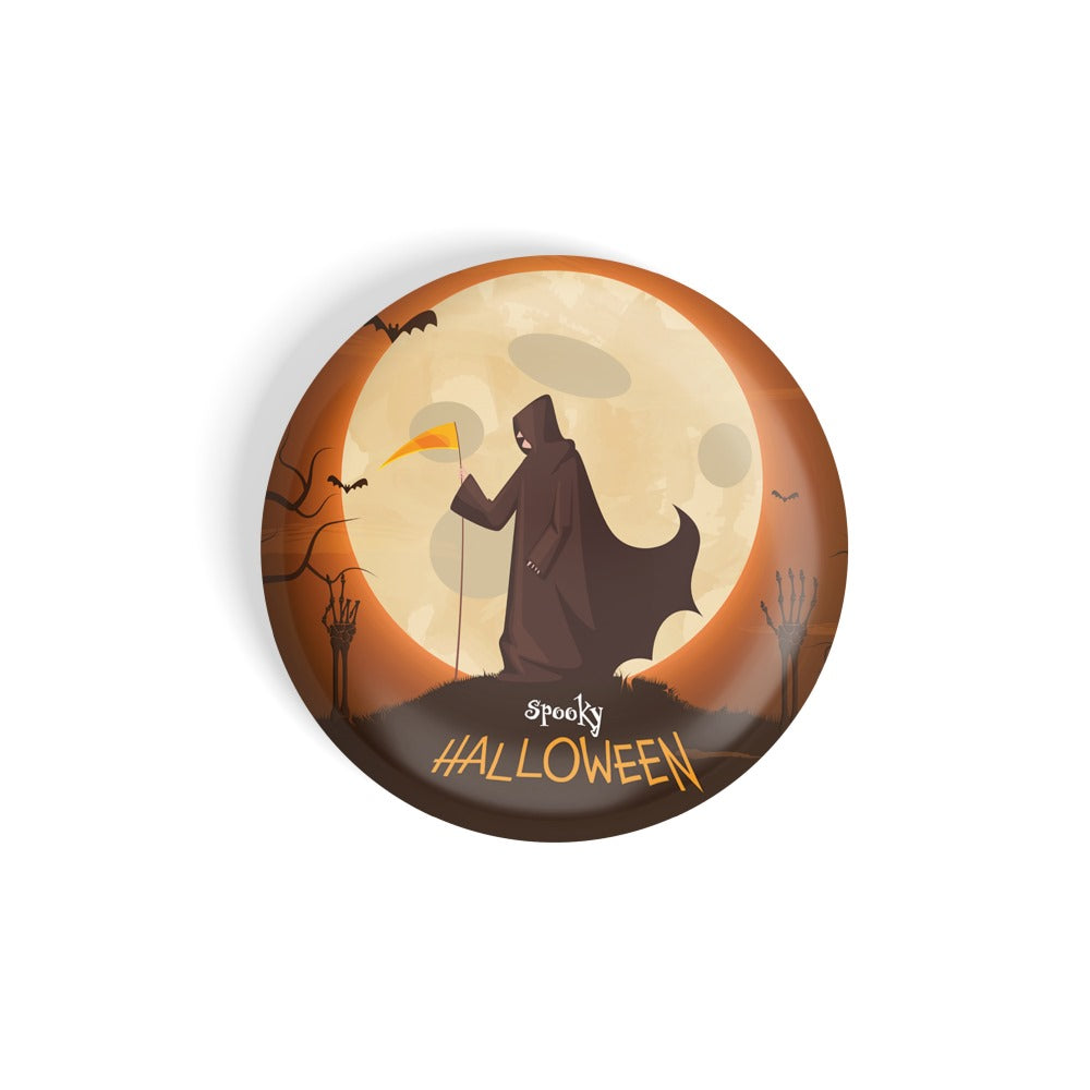 dhcrafts Round Fridge Magnet Brown Halloween D2 Glossy Finish Design Pack of 1 (75 mm)