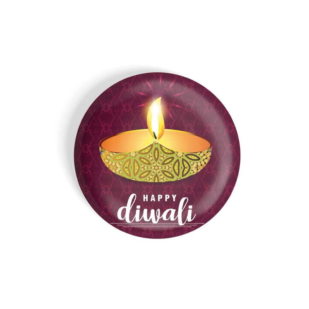 dhcrafts Round Fridge Magnet Pink Diwali D1 Glossy Finish Design Pack of 1 (75 mm)
