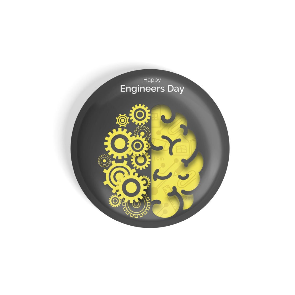 dhcrafts Round Fridge Magnet Grey Engineer's Day D1 Glossy Finish Design Pack of 1