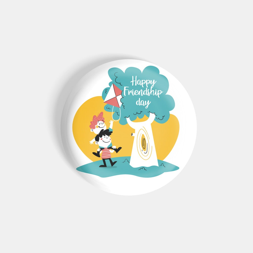 dhcrafts Round Fridge Magnet White Friendship Day D1 Glossy Finish Design Pack of 1