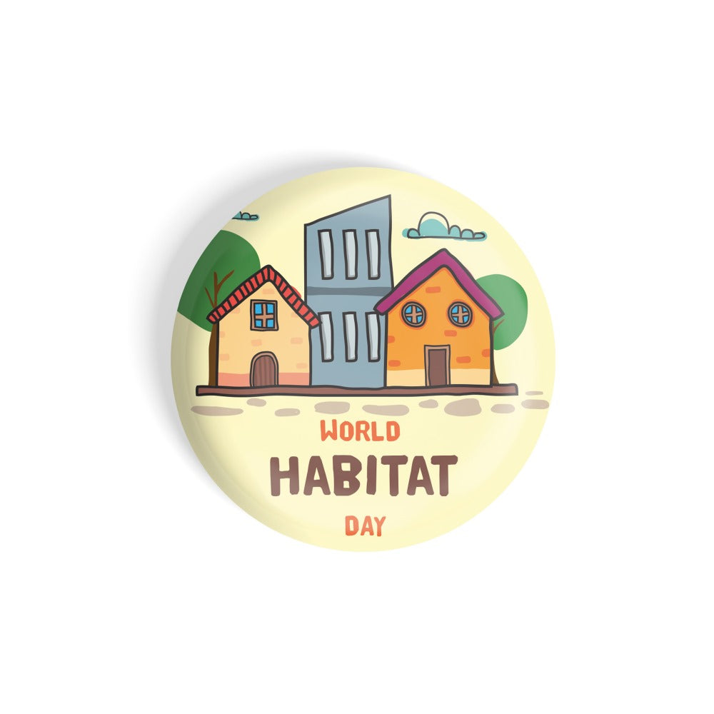 dhcrafts Round Fridge Magnet Yellow World Habitat Day Glossy Finish Design Pack of 1