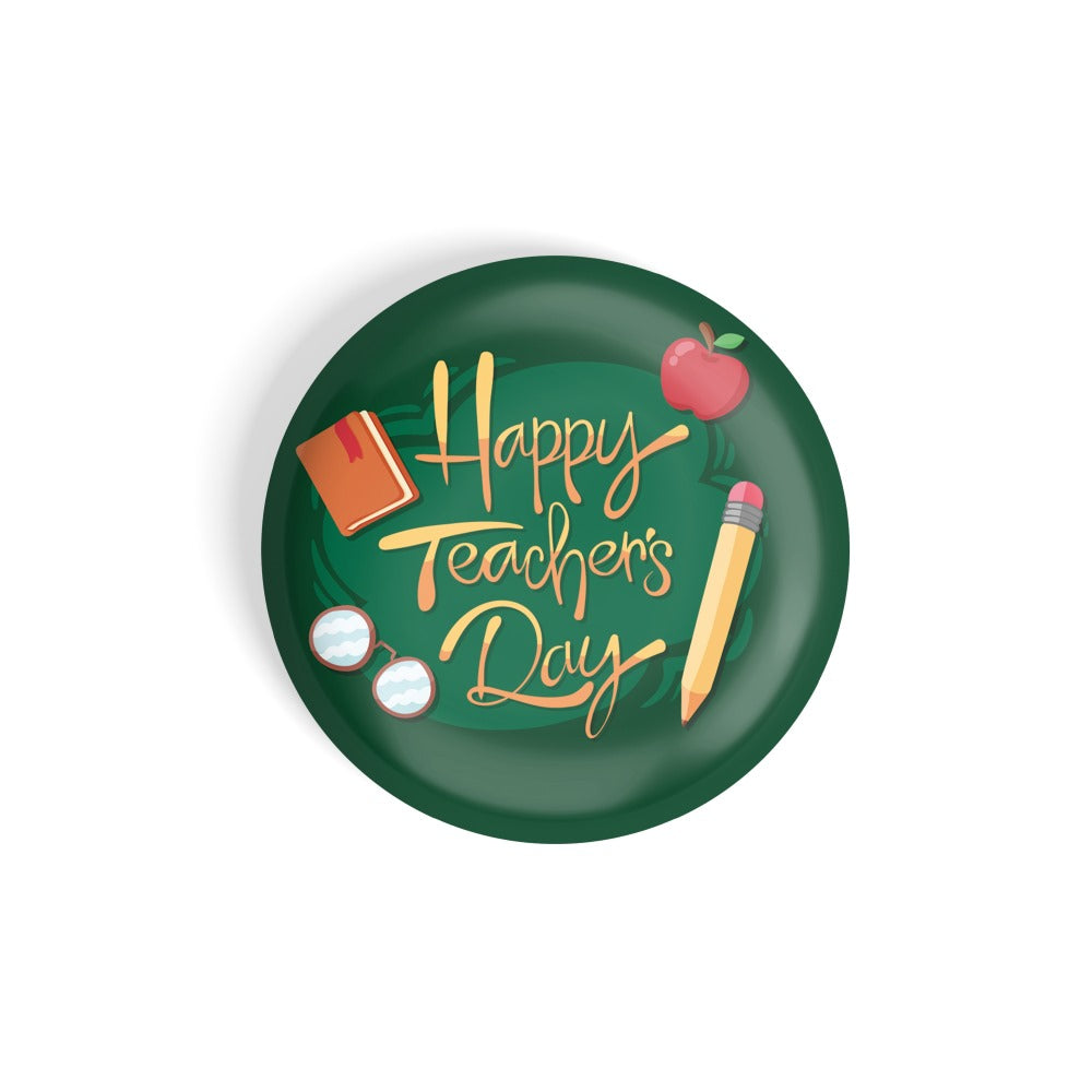 dhcrafts Round Fridge Magnet Green Teacher's Day D2 Glossy Finish Design Pack of 1 (75 mm)
