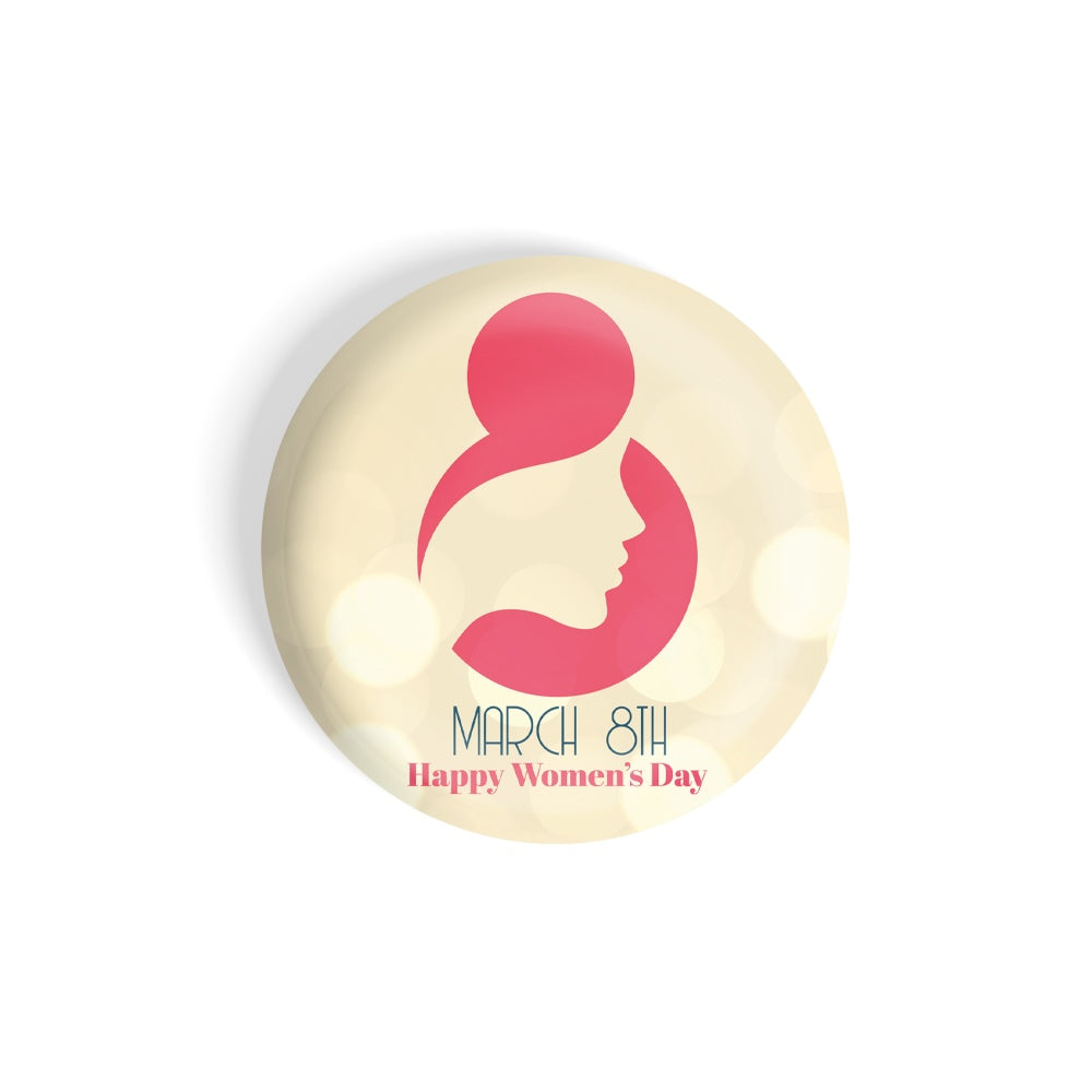 dhcrafts Round Fridge Magnet Yellow Women's Day D4 Glossy Finish Design Pack of 1