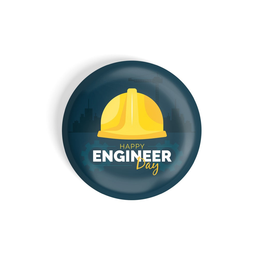 dhcrafts Round Fridge Magnet Blue Engineer's Day D3 Glossy Finish Design Pack of 1