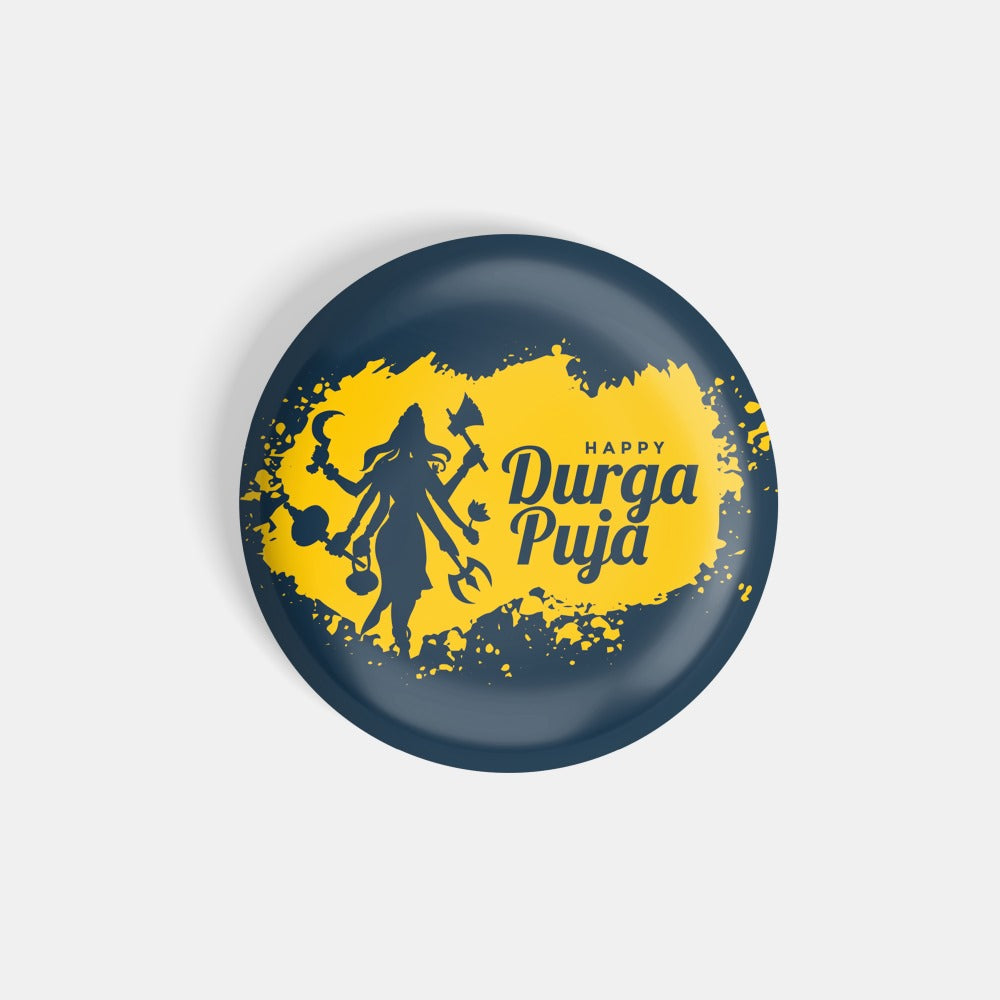 dhcrafts Round Fridge Magnet Multicolor Durga Puja D4 Glossy Finish Design Pack of 1 (75 mm)