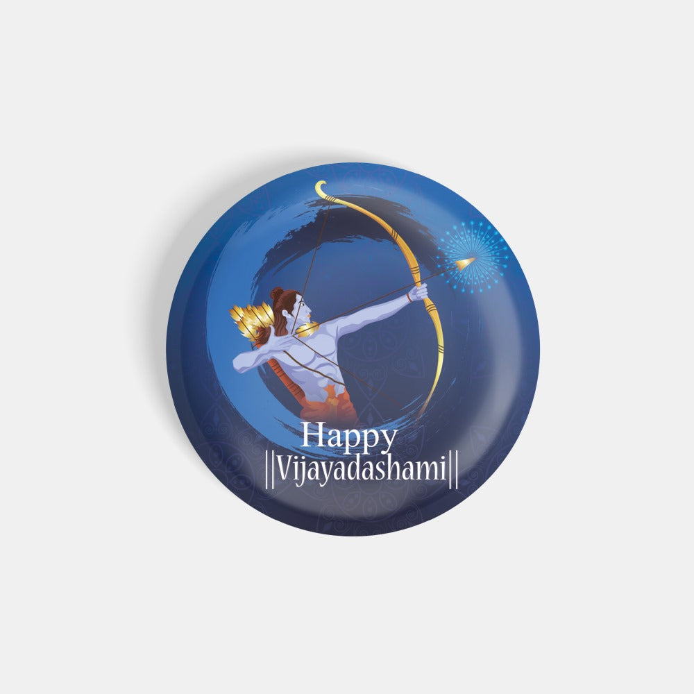 dhcrafts Round Fridge Magnet Blue Dushera / Vijayadashmi D2 Glossy Finish Design Pack of 1 (58 mm)