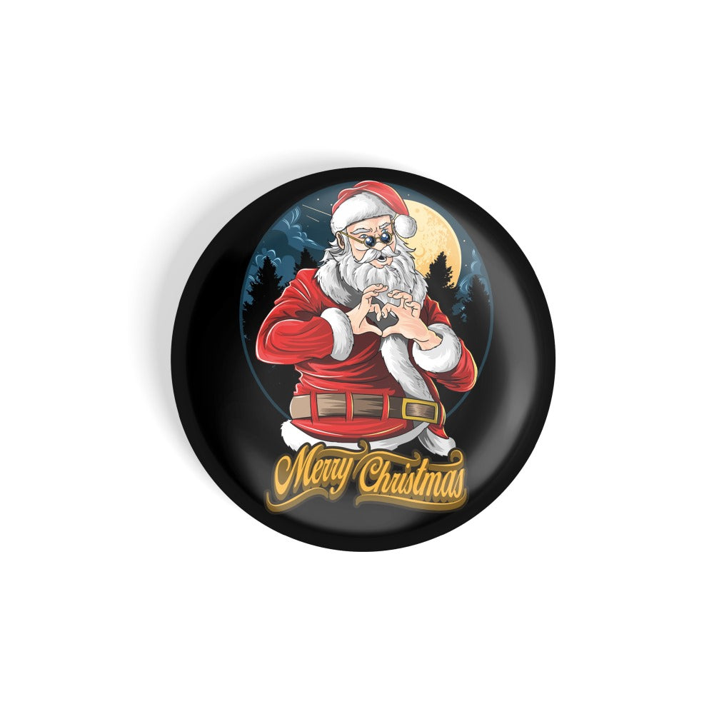 dhcrafts Round Fridge Magnet Black Merry Christmas Glossy Finish Design Pack of 1 (75 mm)