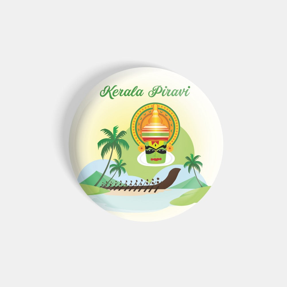 dhcrafts Round Fridge Magnet Multicolor Kerala Piravi Glossy Finish Design Pack of 1 (58 mm)