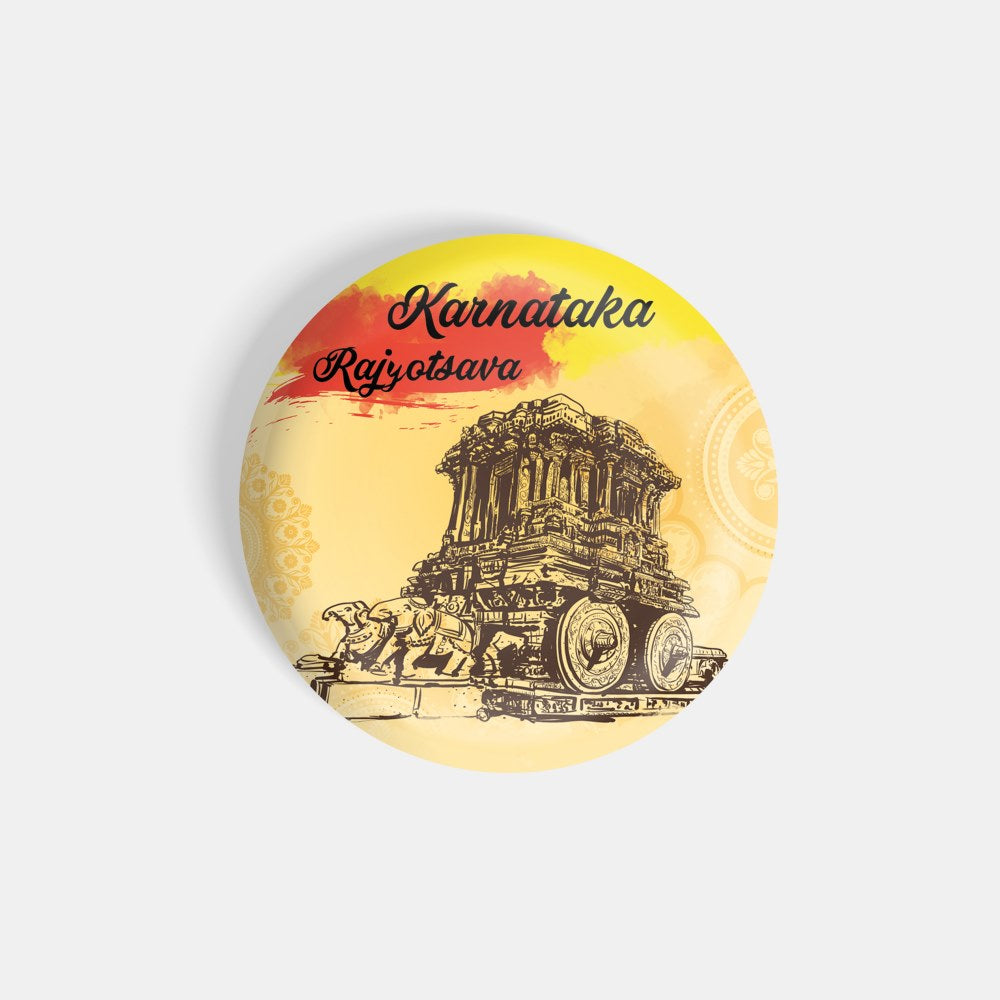 dhcrafts Round Fridge Magnet Multicolor Karnataka Rajyotsava Glossy Finish Design Pack of 1