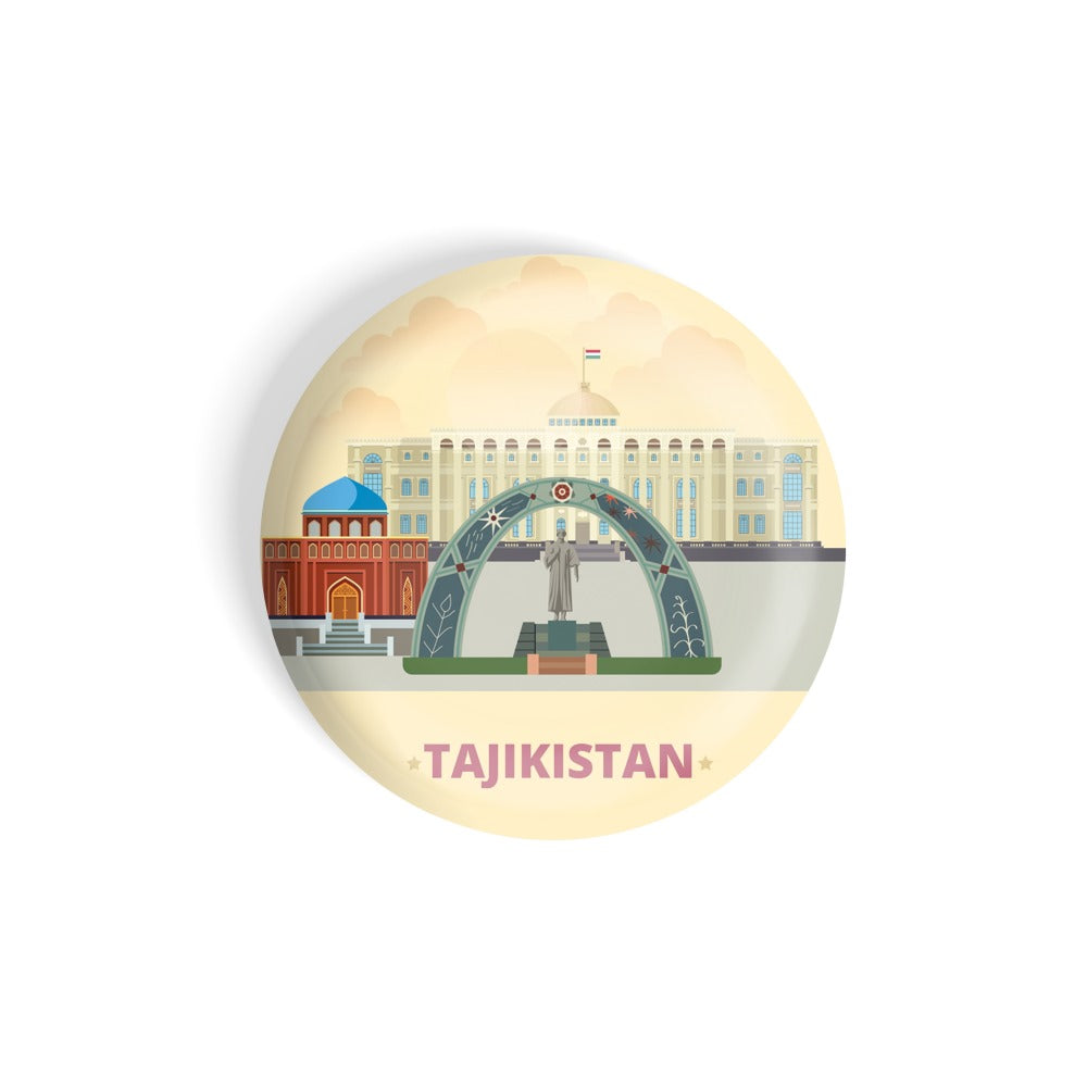 dhcrafts Round Fridge Magnet yellow Color Tajikistan Glossy Finish Design Pack of 1 (75 mm)