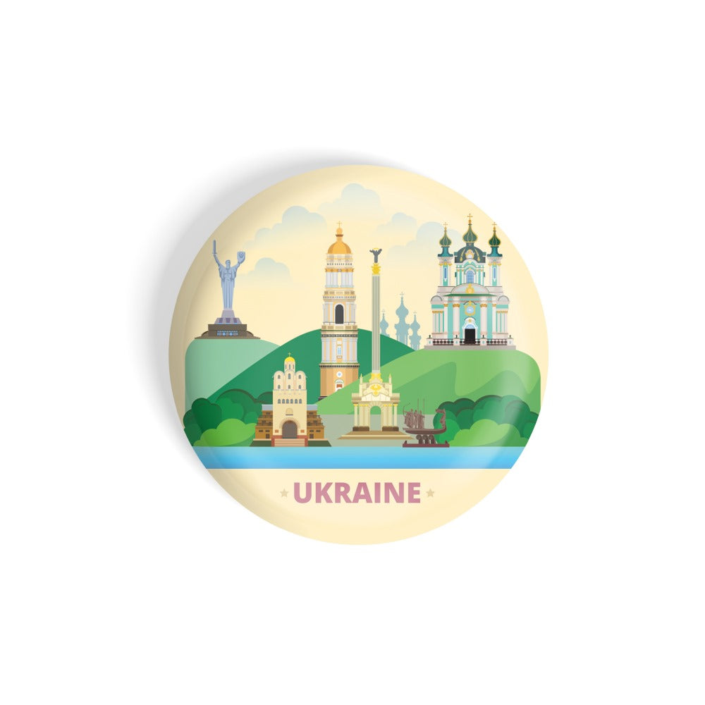 dhcrafts Round Fridge Magnet yellow Color Ukraine D2 Glossy Finish Design Pack of 1 (75 mm)