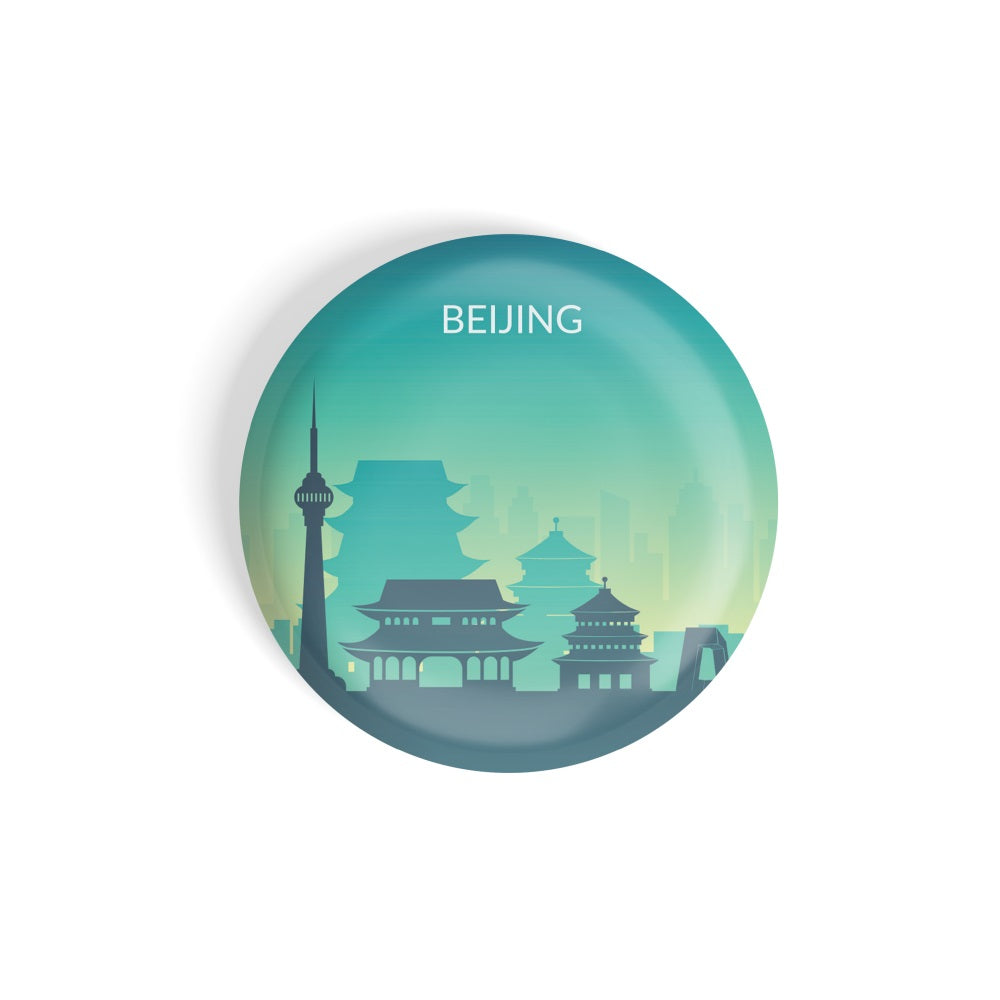 dhcrafts Round Fridge Magnet Multicolor Beijing Glossy Finish Design Pack of 1 (75 mm)