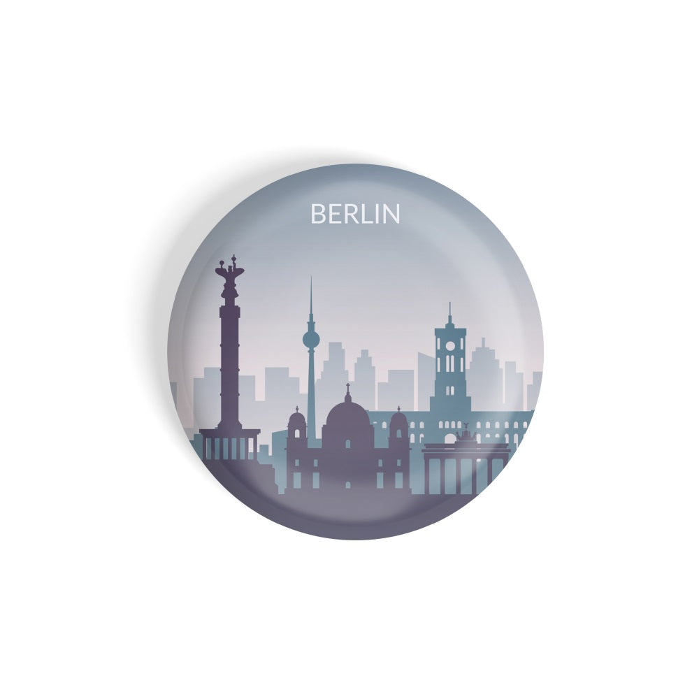 dhcrafts Round Fridge Magnet Multicolor Berlin D2 Glossy Finish Design Pack of 1 (75 mm)