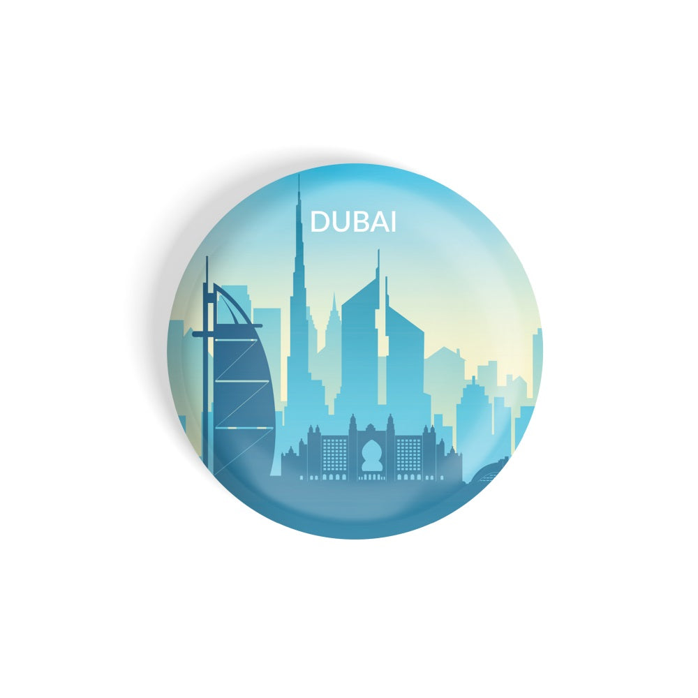 dhcrafts Round Fridge Magnet Multicolor Dubai D2 Glossy Finish Design Pack of 1 (75 mm)