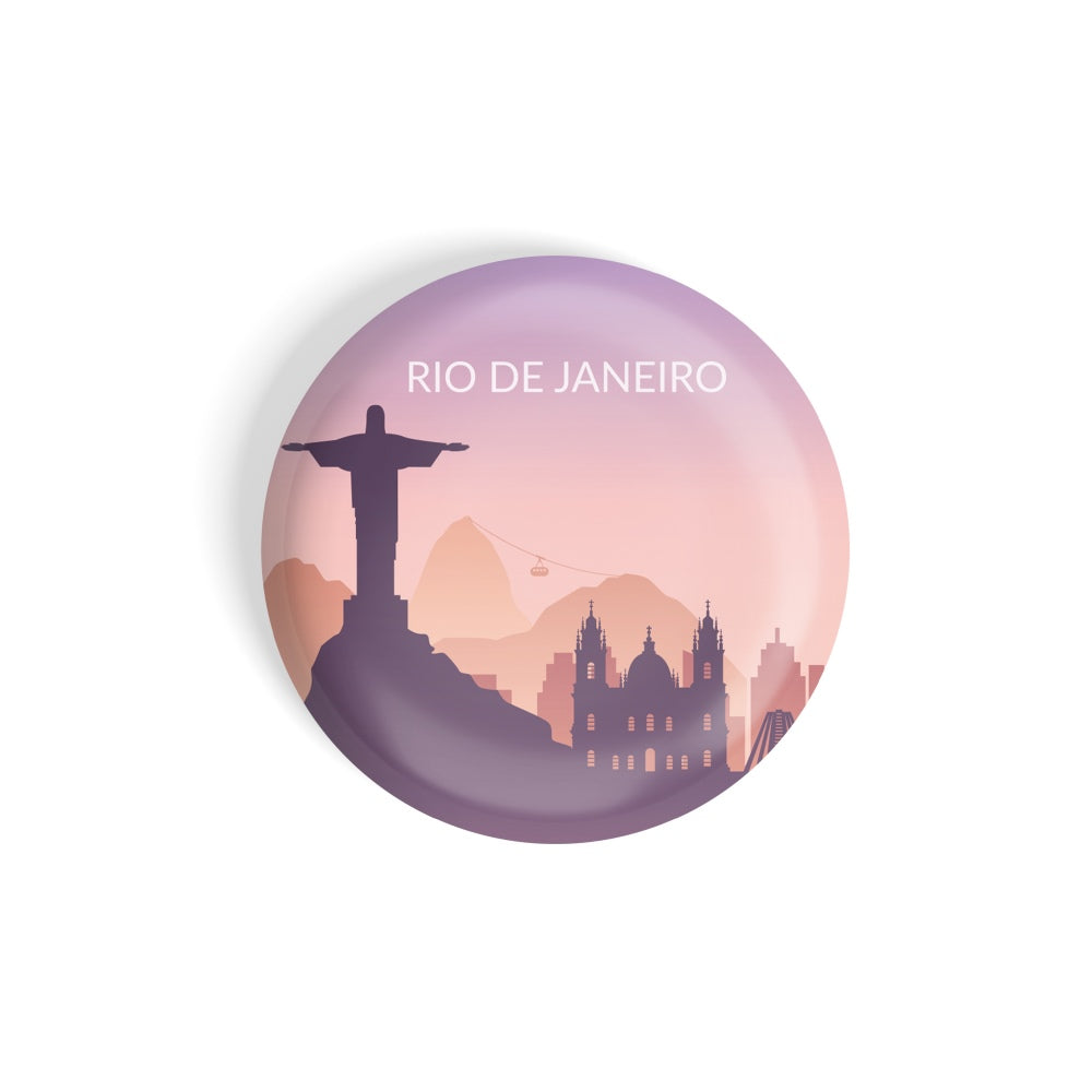 dhcrafts Round Fridge Magnet Multicolor Rio De Janerio Glossy Finish Design Pack of 1 (75 mm)