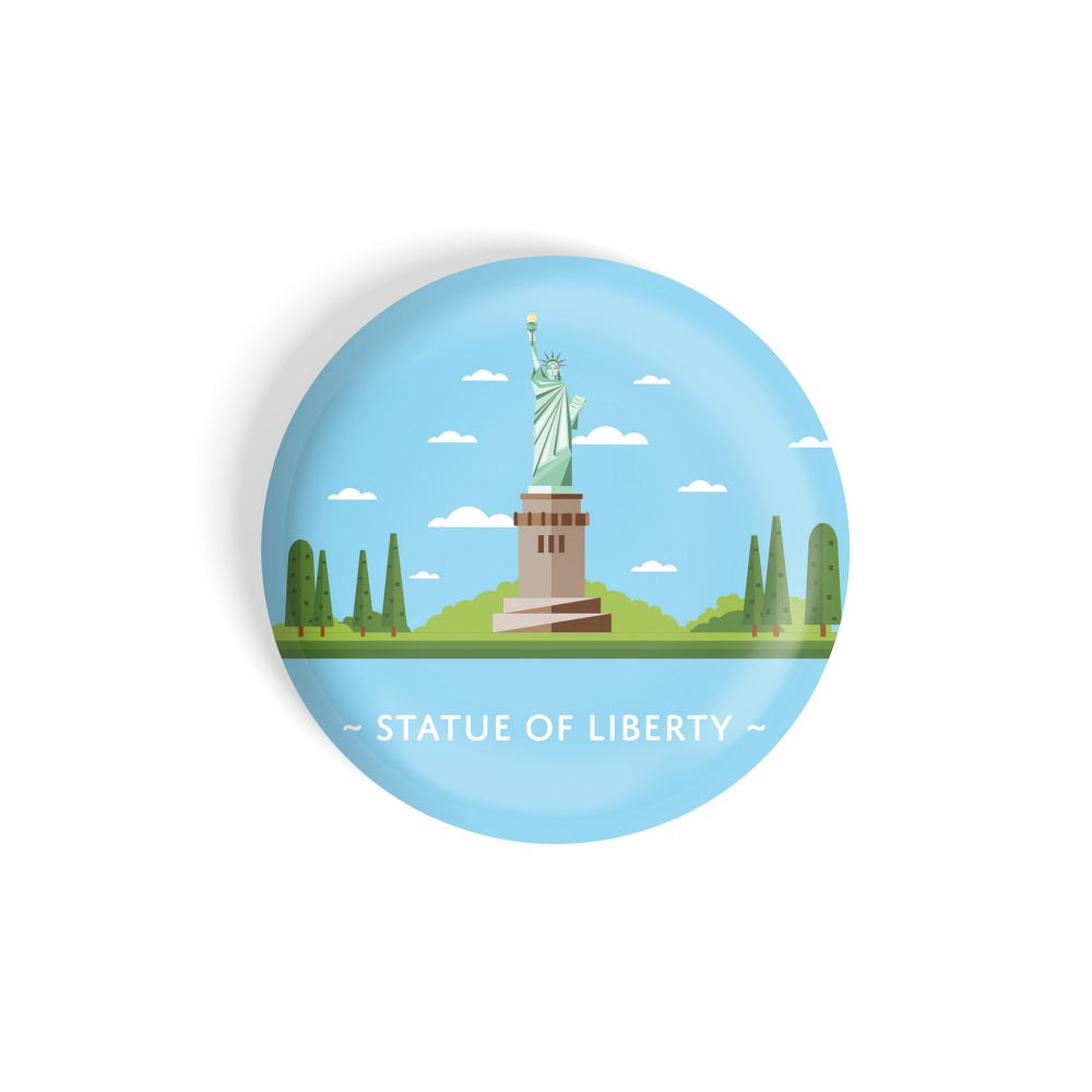 dhcrafts Round Fridge Magnet Blue Color Monuments Statue Of Liberty Glossy Finish Design Pack of 1