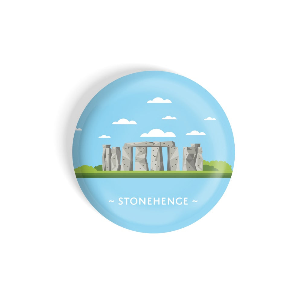 dhcrafts Round Fridge Magnet Blue Color Monuments Stonehenge Glossy Finish Design Pack of 1 (58 mm)
