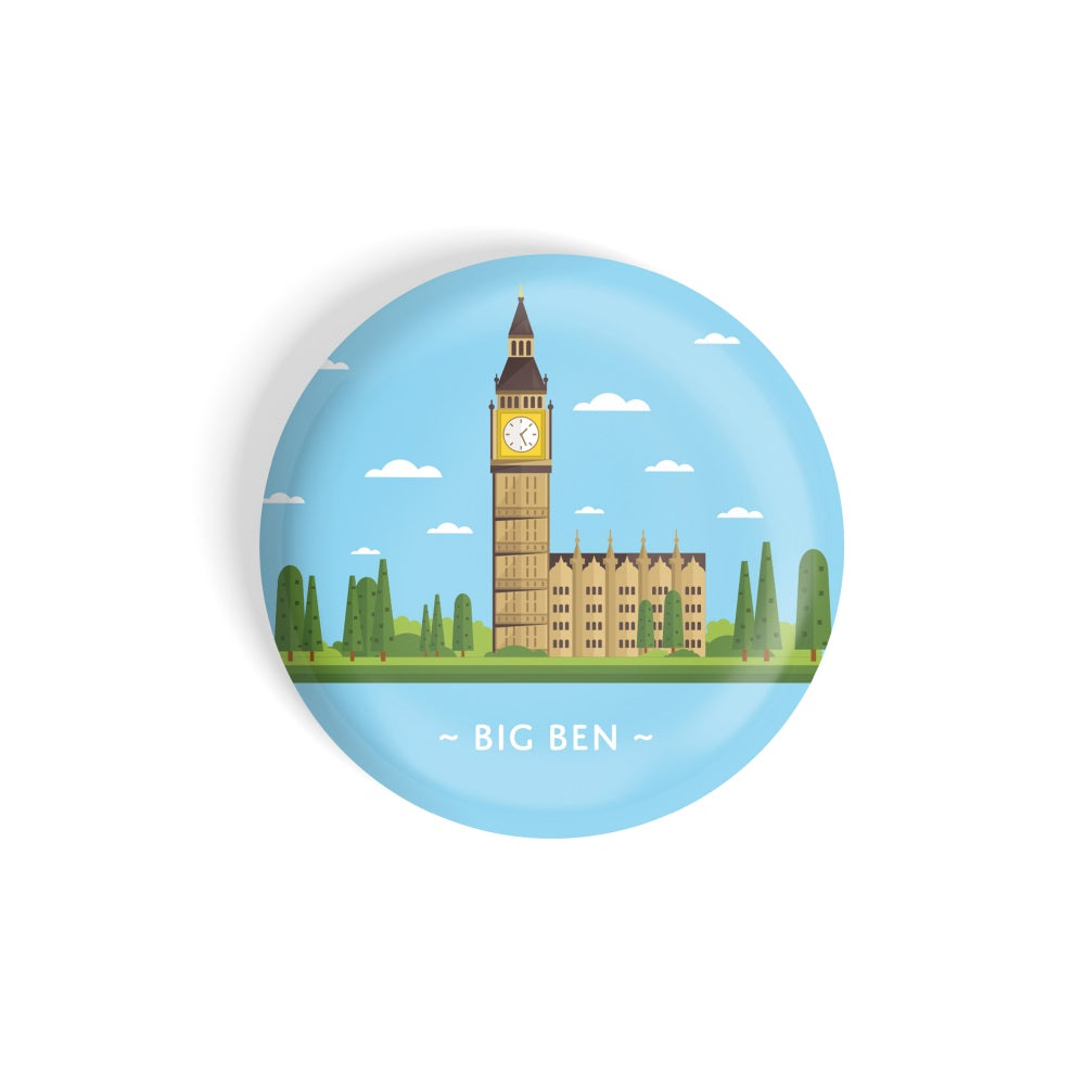 dhcrafts Round Fridge Magnet Blue Color Monuments Big Ben Glossy Finish Design Pack of 1 (75 mm)