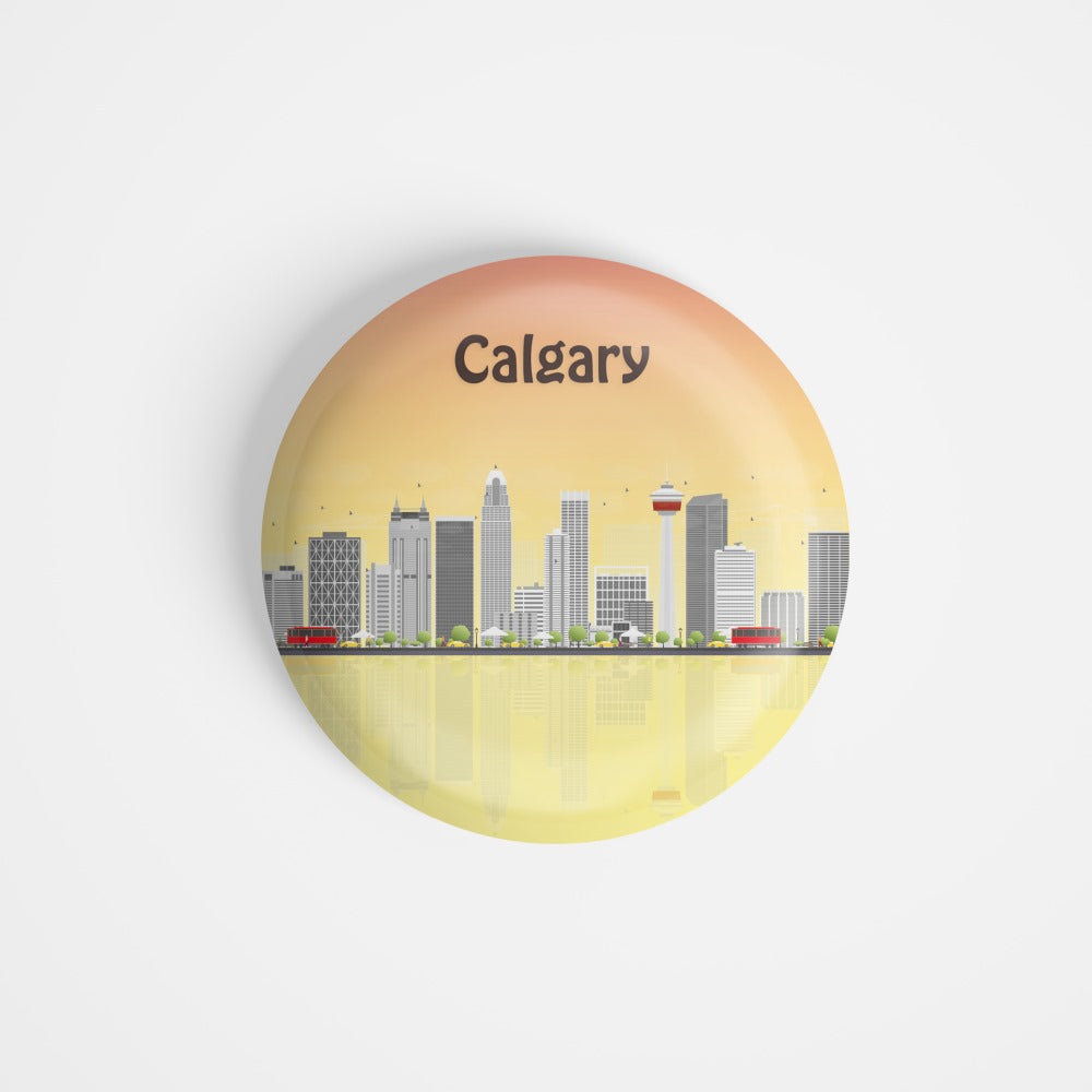 dhcrafts Round Fridge Magnet Multicolour Places Calgary City In The Western Canadian Province Of Alberta Glossy Finish Design Pack of 1 (58 mm)