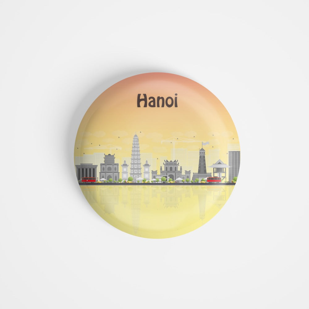 dhcrafts Round Fridge Magnet Multicolour Places Hanoi Capital Of Vietnam Glossy Finish Design Pack of 1 (58 mm)