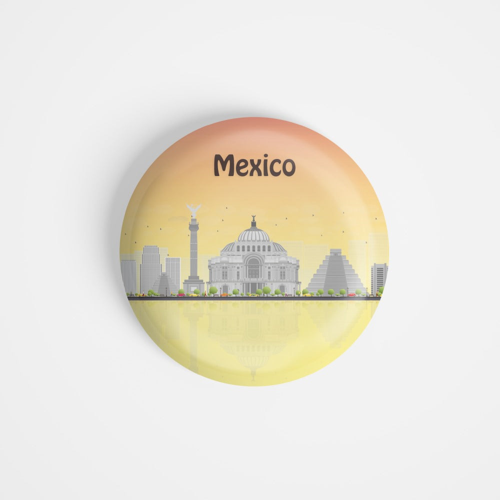 dhcrafts Round Fridge Magnet Multicolour Places Mexico Country In North America Glossy Finish Design Pack of 1 (58 mm)