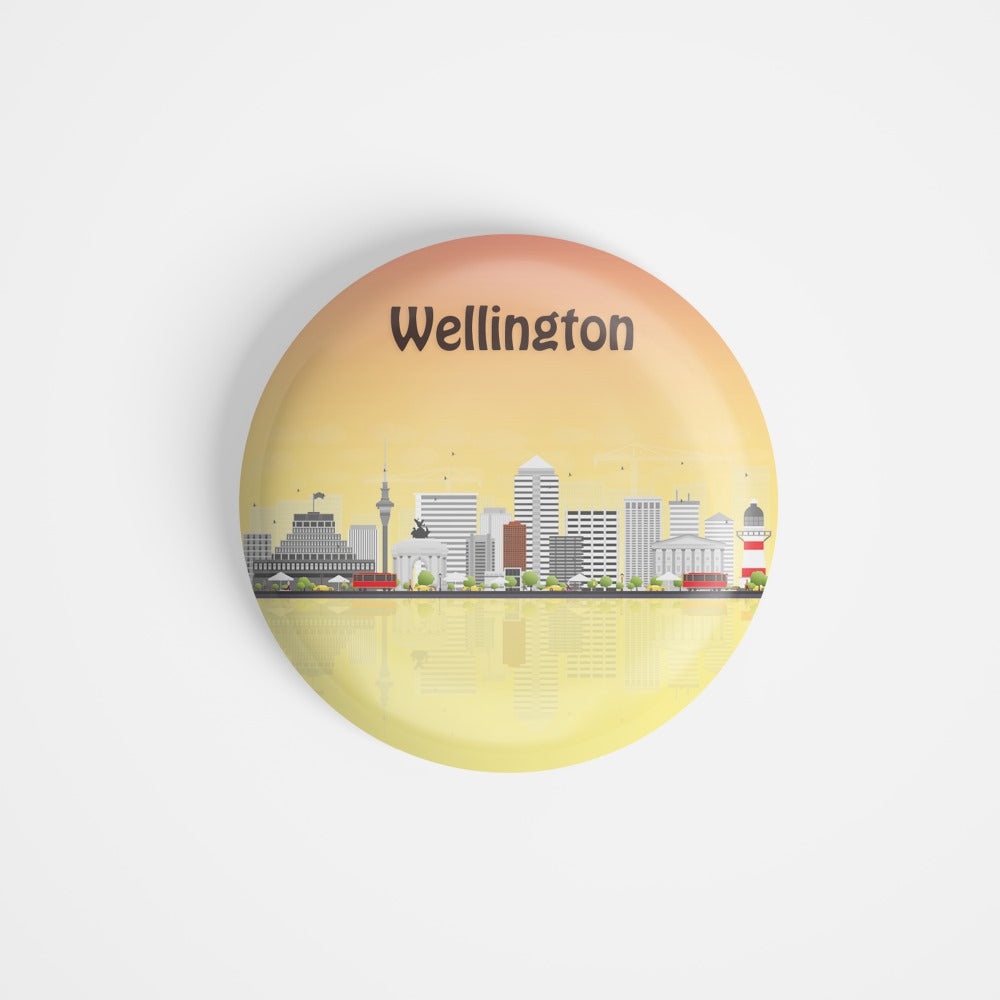 dhcrafts Round Fridge Magnet Multicolour Places Wellington Capital Of New Zealand Glossy Finish Design Pack of 1 (58 mm)