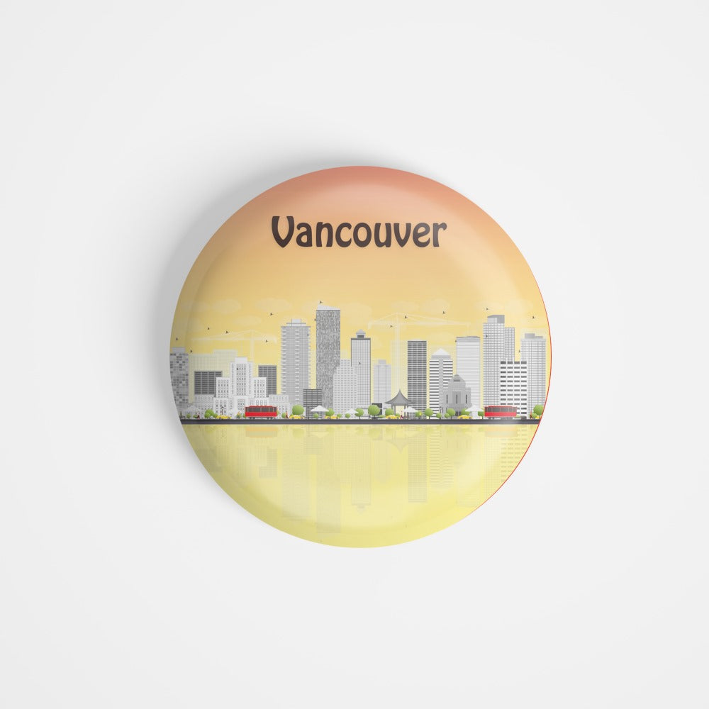 dhcrafts Round Fridge Magnet Multicolour Places Vancouver City In Western Canada Glossy Finish Design Pack of 1 (58 mm)