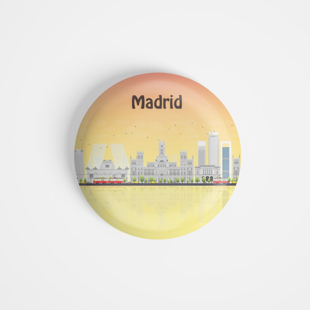 dhcrafts Round Fridge Magnet Multicolour Places Madrid Spain's Central Capital Glossy Finish Design Pack of 1 (58 mm)