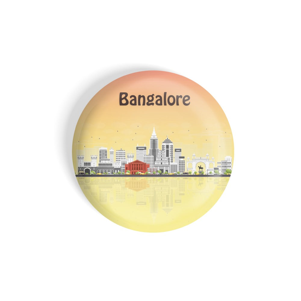 dhcrafts Round Fridge Magnet Multicolour Places Bangalore City In Karnataka, India Glossy Finish Design Pack of 1 (58 mm)