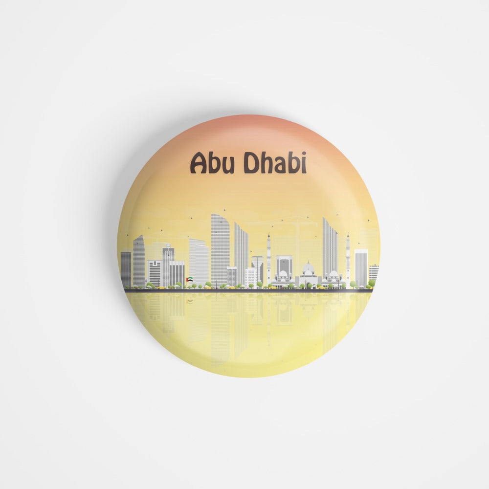 dhcrafts Round Fridge Magnet Multicolour Places Abu Dhabi Capital Of The United Arab Emirates Glossy Finish Design Pack of 1 (58 mm)