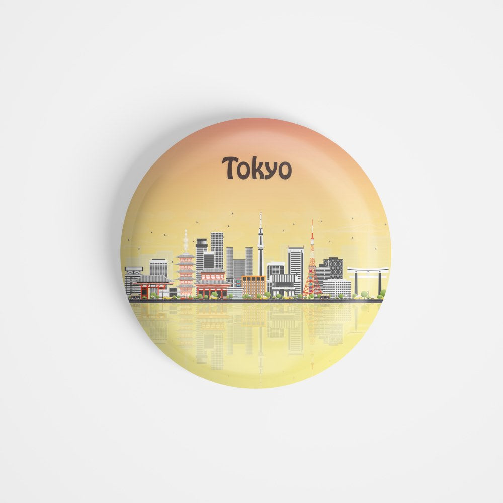 dhcrafts Round Fridge Magnet Multicolour Places Tokyo Capital Of Japan Glossy Finish Design Pack of 1 (58 mm)
