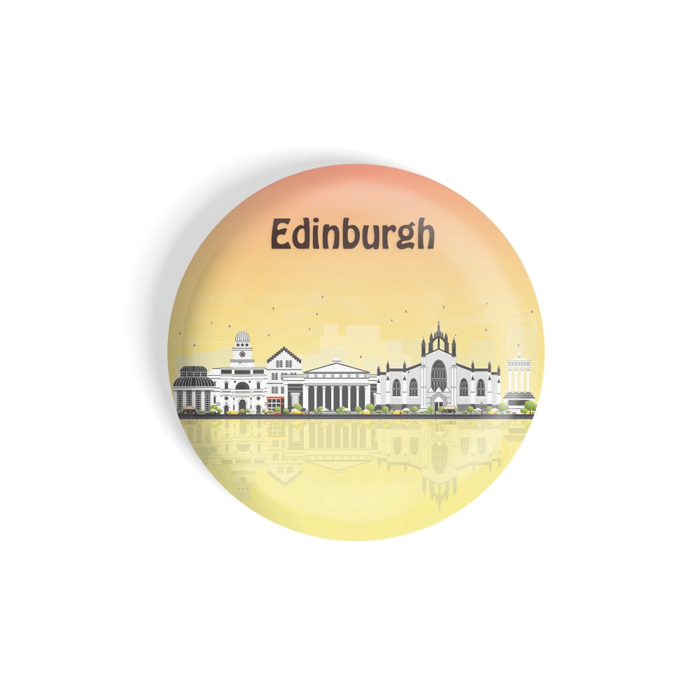 dhcrafts Round Fridge Magnet Multicolour Places Edinburgh Capital Of Scotland Glossy Finish Design Pack of 1 (58 mm)