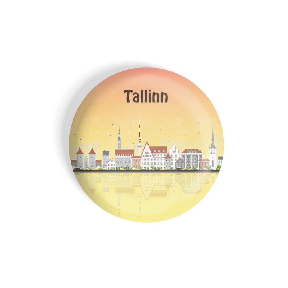 dhcrafts Round Fridge Magnet Multicolour Places Tallinn Capital Of Estonia Glossy Finish Design Pack of 1 (58 mm)
