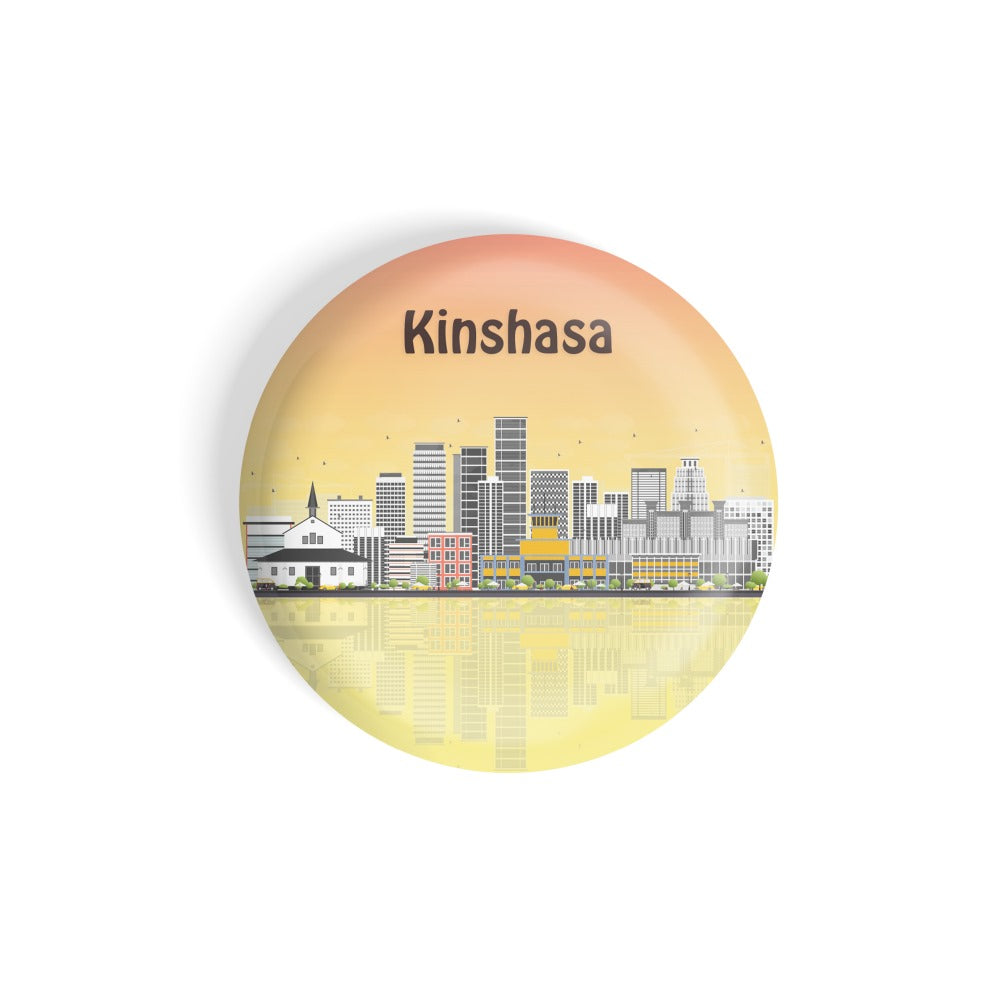 dhcrafts Round Fridge Magnet Multicolour Places Kinshasa Capital Of The Democratic Republic Of The Congo Glossy Finish Design Pack of 1 (58 mm)