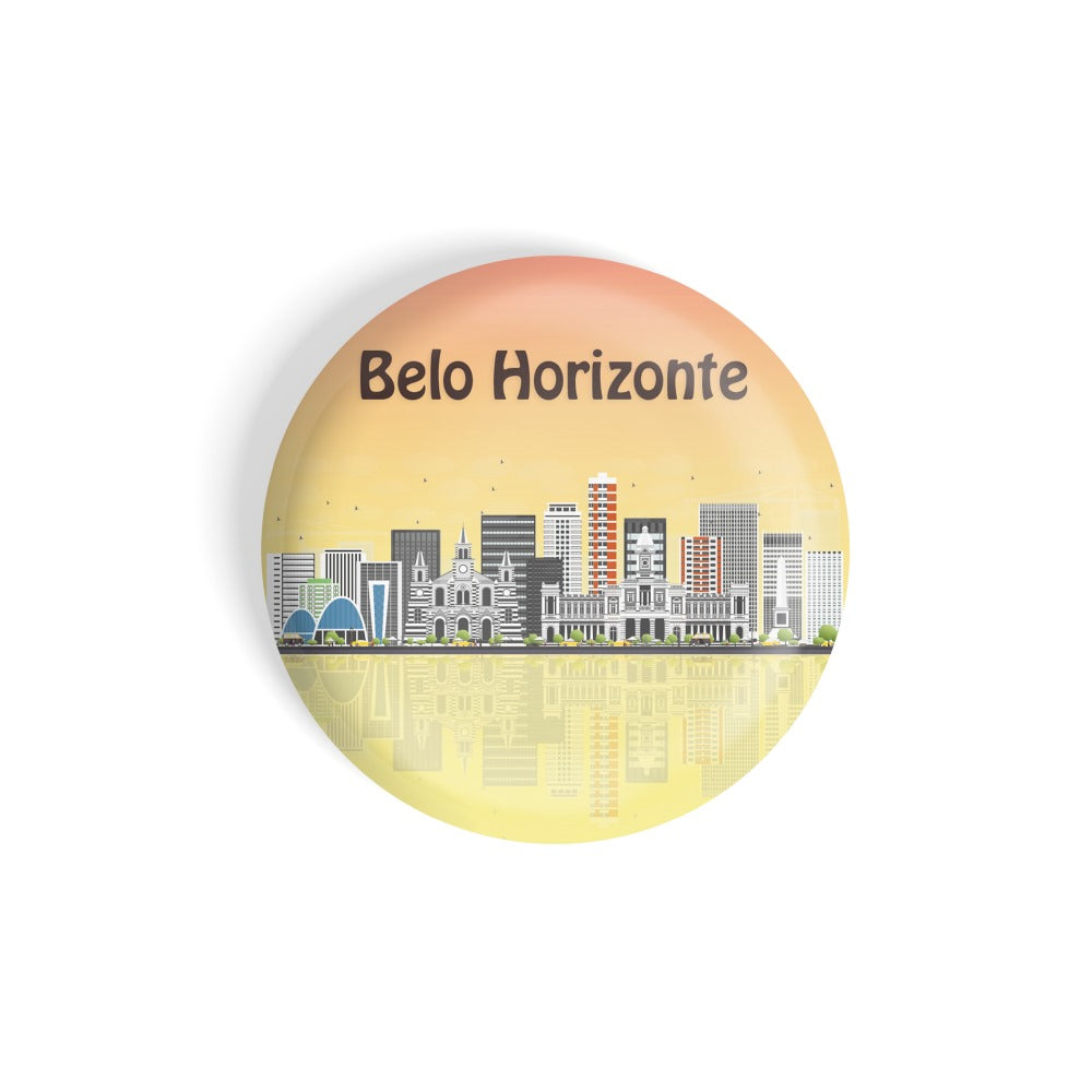 dhcrafts Round Fridge Magnet Multicolour Places Belo Horizonte City In Brazil Glossy Finish Design Pack of 1 (58 mm)