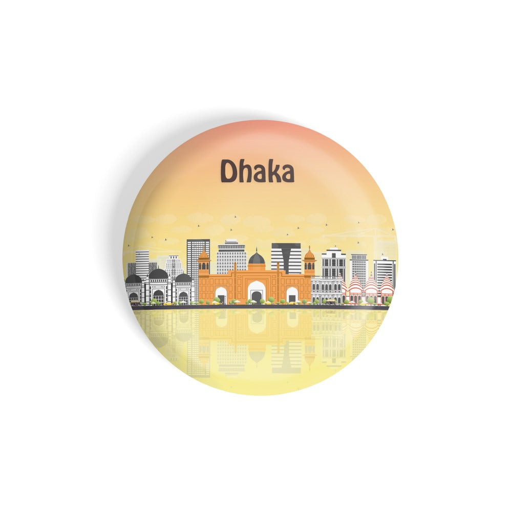 dhcrafts Round Fridge Magnet Multicolour Places Dhaka Capital Of Bangladesh Glossy Finish Design Pack of 1 (58 mm)