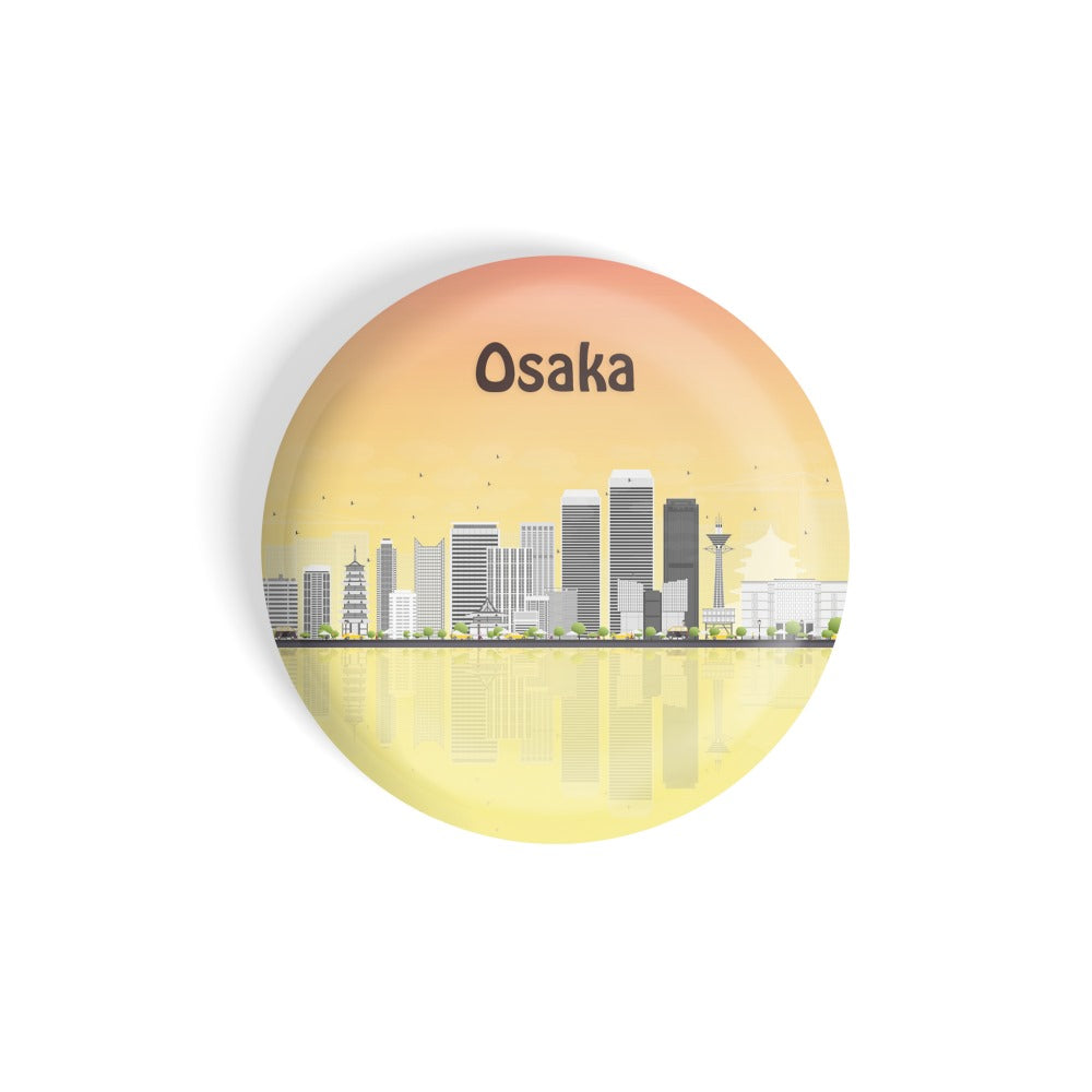 dhcrafts Round Fridge Magnet Multicolour Places Osaka City In Japan Glossy Finish Design Pack of 1 (58 mm)