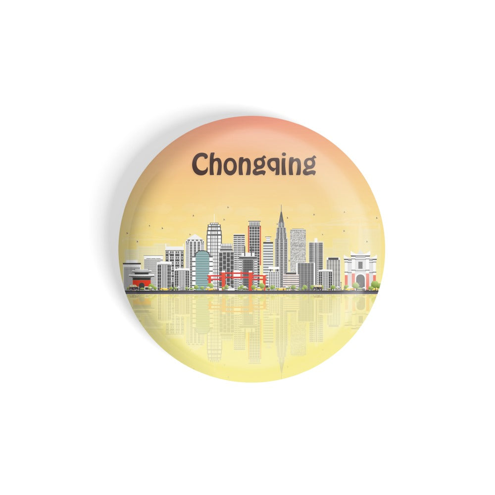 dhcrafts Round Fridge Magnet Multicolour Places Chongquing Municipality In China Glossy Finish Design Pack of 1 (58 mm)