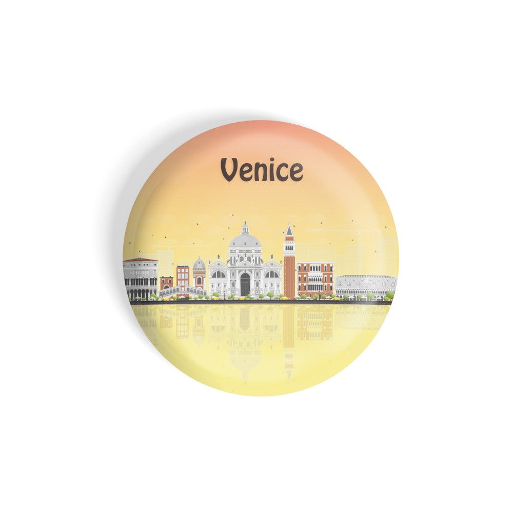 dhcrafts Round Fridge Magnet Multicolour Places Venice City In Italy Glossy Finish Design Pack of 1 (58 mm)
